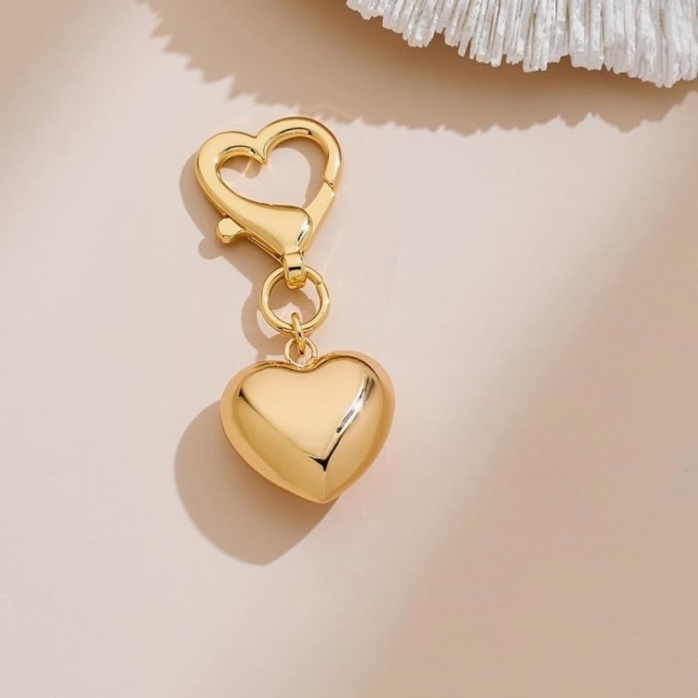 Gold Heart purse Charm clip on accessory